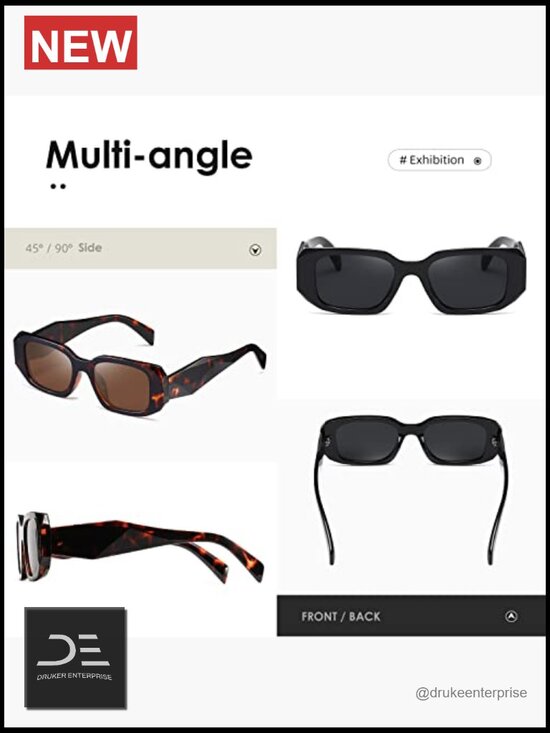 Vintage Rectangular Sunglasses Retro UV400 Protection Sqare Frame main image 4
